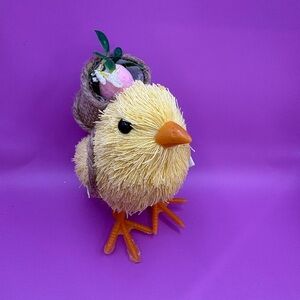 Adorable Yellow Chick Figurine with Basket Primitives by Kathy